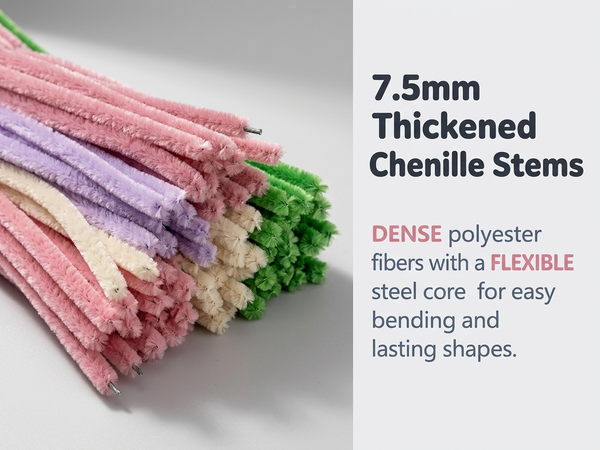 HASTHIP 270-Piece Chenille Stem Flower Craft Kit for DIY Bouquets and Handmade Floral Designs
