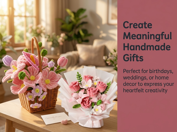 HASTHIP 270-Piece Chenille Stem Flower Craft Kit for DIY Bouquets and Handmade Floral Designs