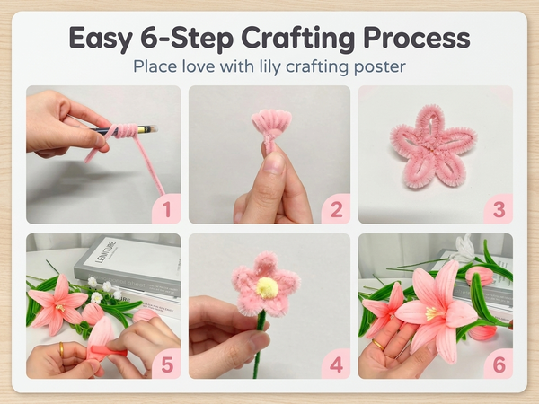 HASTHIP 270-Piece Chenille Stem Flower Craft Kit for DIY Bouquets and Handmade Floral Designs