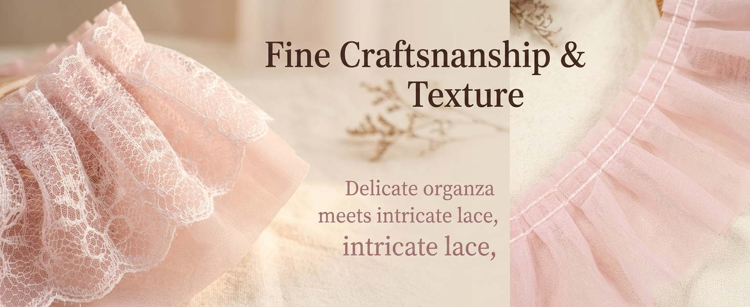 HASTHIP Pleated Chiffon Lace Trim, Double-Layer Tulle Ribbon, 5.5cm Wide for Sewing Crafts