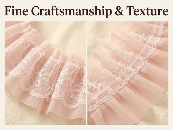 HASTHIP Pleated Chiffon Lace Trim, Double-Layer Tulle Ribbon, 5.5cm Wide for Sewing Crafts