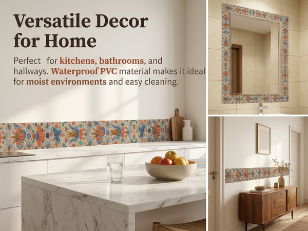 HASTHIP Peel-and-Stick Geometric Tile Wallpaper Border for Kitchen and Bathroom Accents