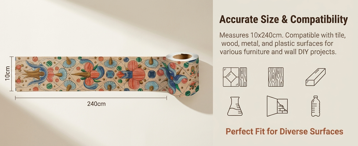 HASTHIP Peel-and-Stick Geometric Tile Wallpaper Border for Kitchen and Bathroom Accents
