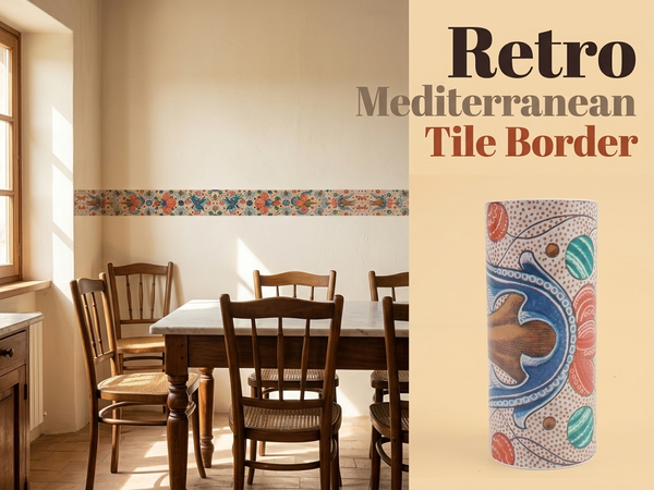 HASTHIP Peel-and-Stick Geometric Tile Wallpaper Border for Kitchen and Bathroom Accents