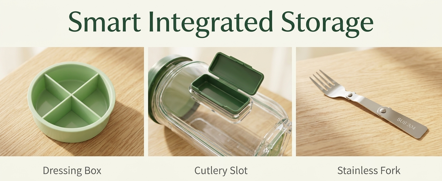 HASTHIP Upgraded Salad Pod Mason Jar with Side-Open Lid, Portable On-the-Go Salad