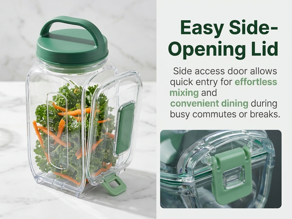 HASTHIP Upgraded Salad Pod Mason Jar with Side-Open Lid, Portable On-the-Go Salad