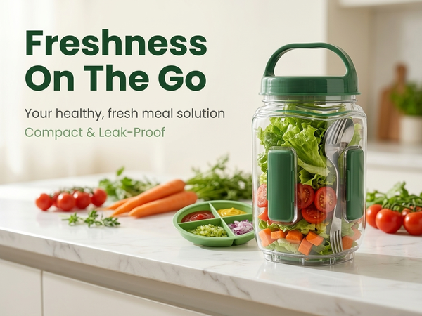 HASTHIP Upgraded Salad Pod Mason Jar with Side-Open Lid, Portable On-the-Go Salad