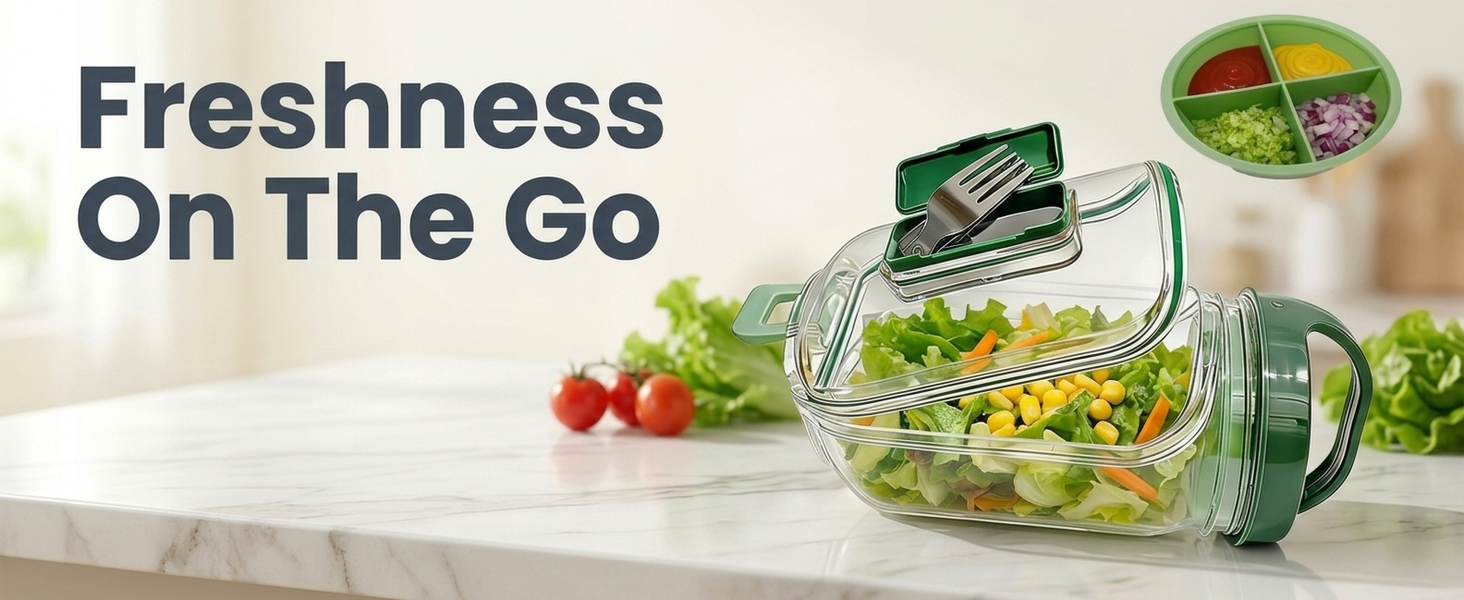 HASTHIP Upgraded Salad Pod Mason Jar with Side-Open Lid, Portable On-the-Go Salad