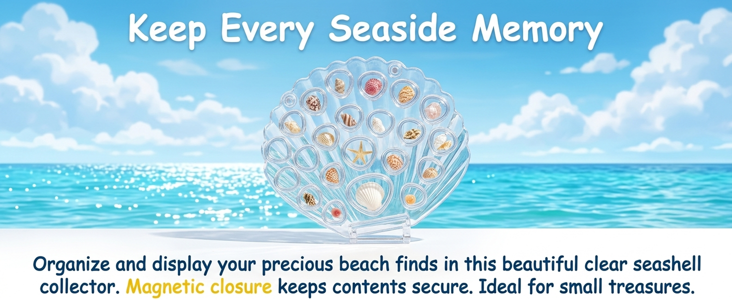 HASTHIP Acrylic Seashell Box Grid Organizer with 22 Compartments for Collectibles