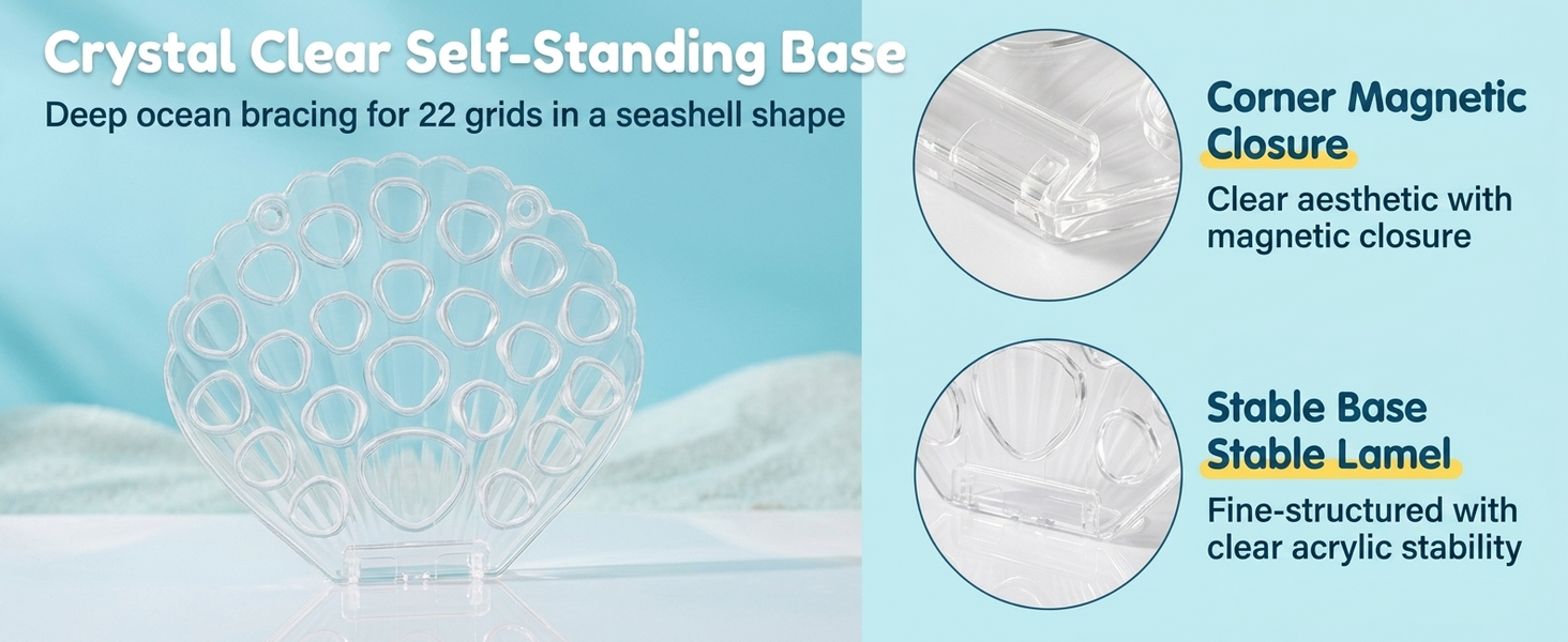 HASTHIP Acrylic Seashell Box Grid Organizer with 22 Compartments for Collectibles