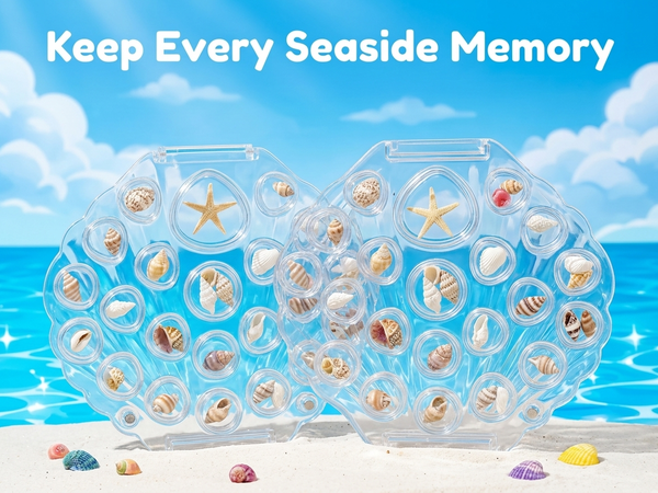HASTHIP Acrylic Seashell Box Grid Organizer with 22 Compartments for Collectibles