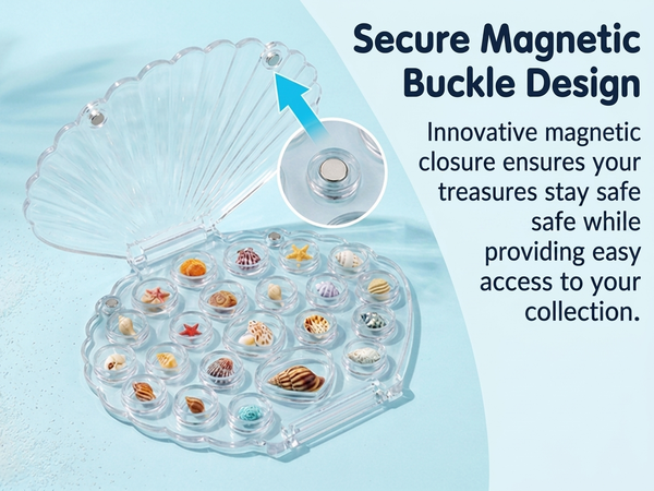 HASTHIP Acrylic Seashell Box Grid Organizer with 22 Compartments for Collectibles