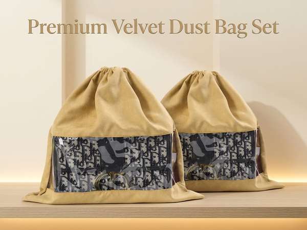 HASTHIP Velvet Dust Bags for Handbags, 2-Piece Set with Clear Window, Each 40 × 39CM