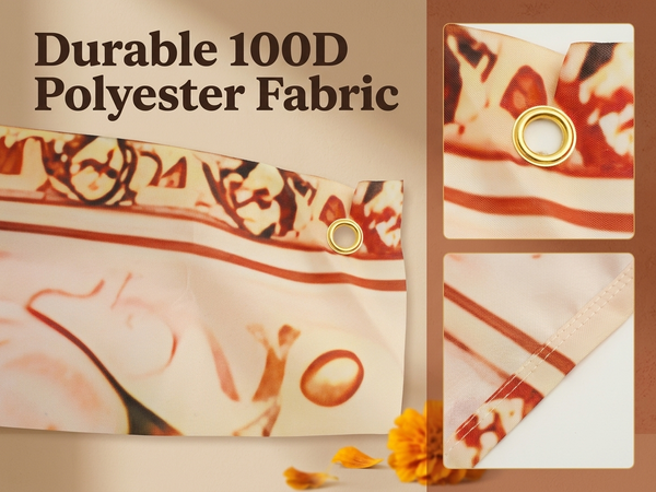 HASTHIP Floral Polyester Backdrop Cloth with Traditional Arch and Lotus Print for Ceremonies