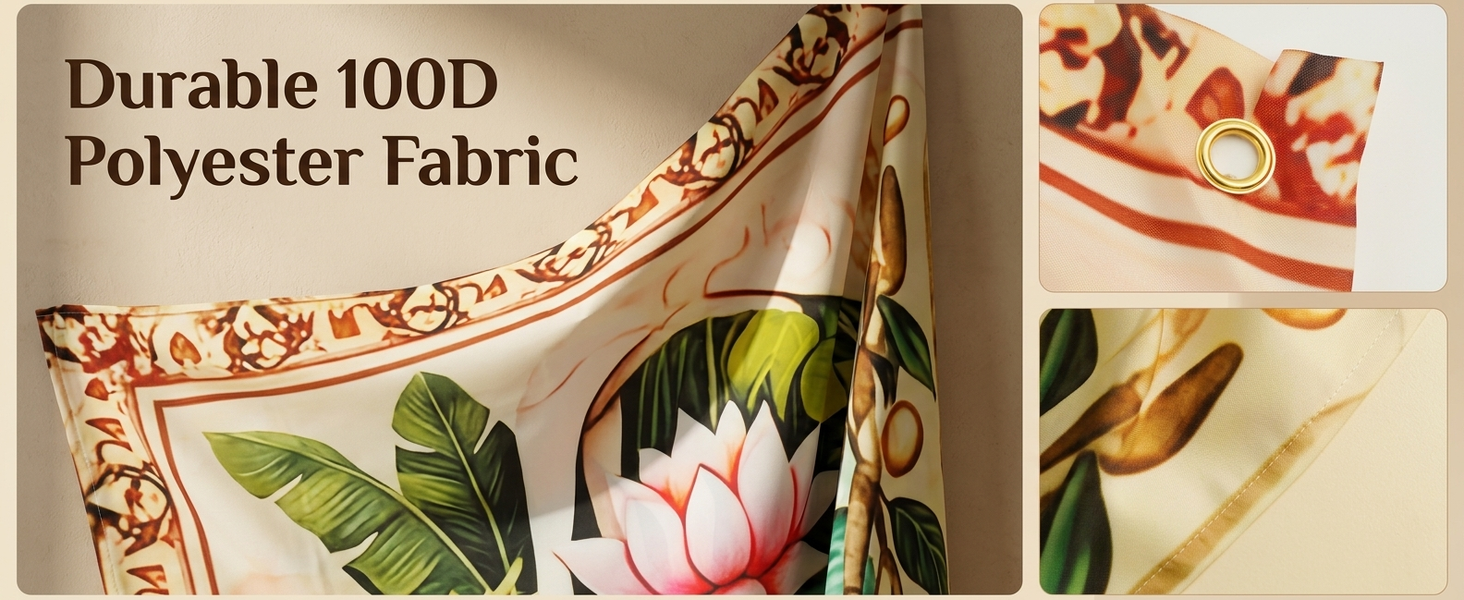 HASTHIP Floral Polyester Backdrop Cloth with Traditional Arch and Lotus Print for Ceremonies