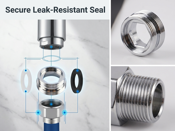 HASTHIP Tap Connector Adapter Kit with Stainless Steel Build and Four Thread Options for Household Use