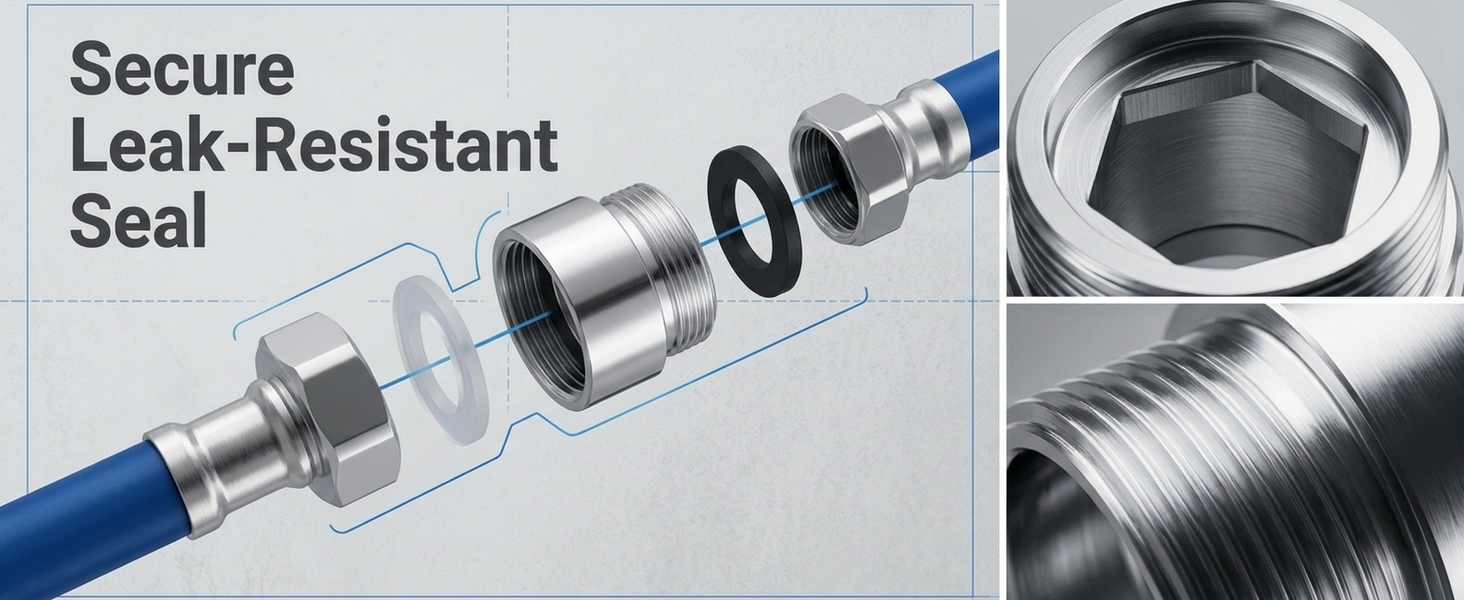 HASTHIP Tap Connector Adapter Kit with Stainless Steel Build and Four Thread Options for Household Use