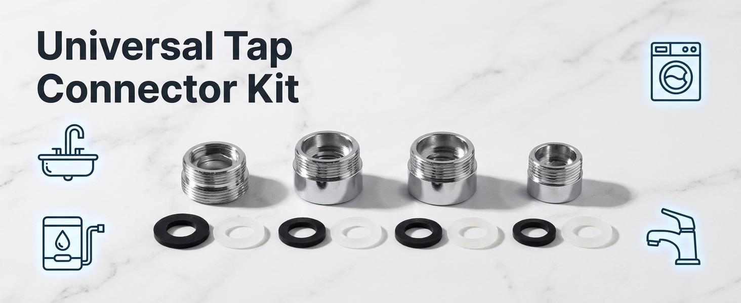 HASTHIP Tap Connector Adapter Kit with Stainless Steel Build and Four Thread Options for Household Use