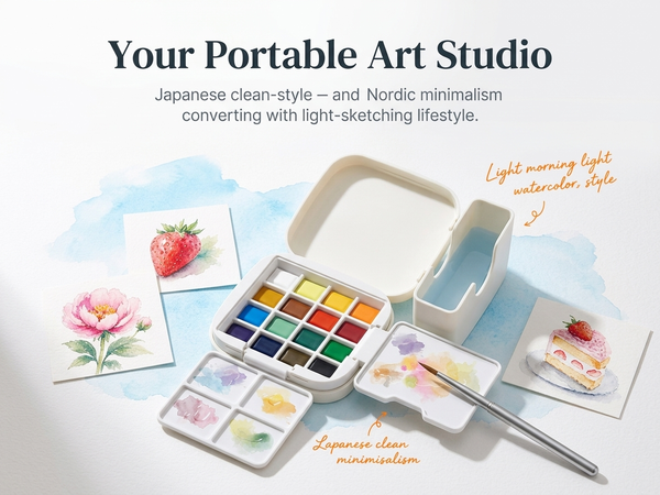 HASTHIP Mini Watercolor Paint Set with 16 Colors, Compact Travel Kit for Outdoor Painting