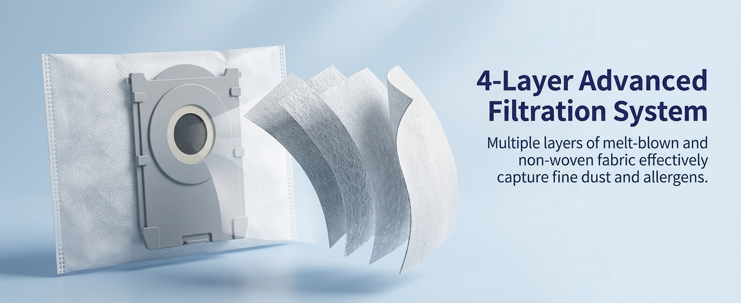 HASTHIP 5-Piece Replacement Dust Bags with Sealed Design for Ecovacs Robot Vacuums