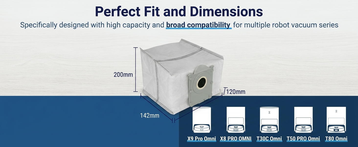 HASTHIP 5-Piece Replacement Dust Bags with Sealed Design for Ecovacs Robot Vacuums
