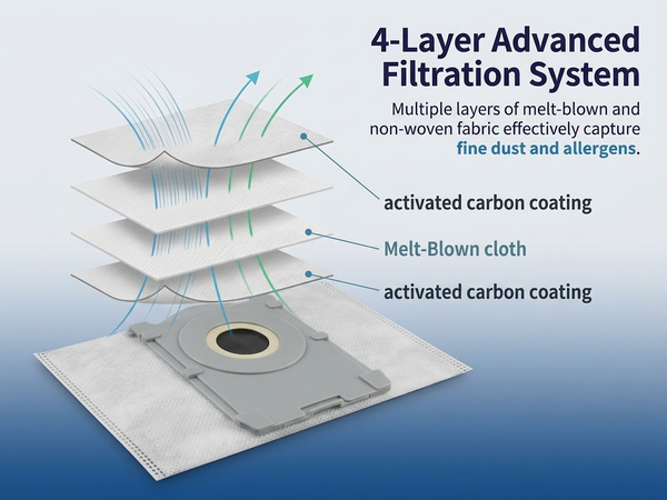 HASTHIP 5-Piece Replacement Dust Bags with Sealed Design for Ecovacs Robot Vacuums