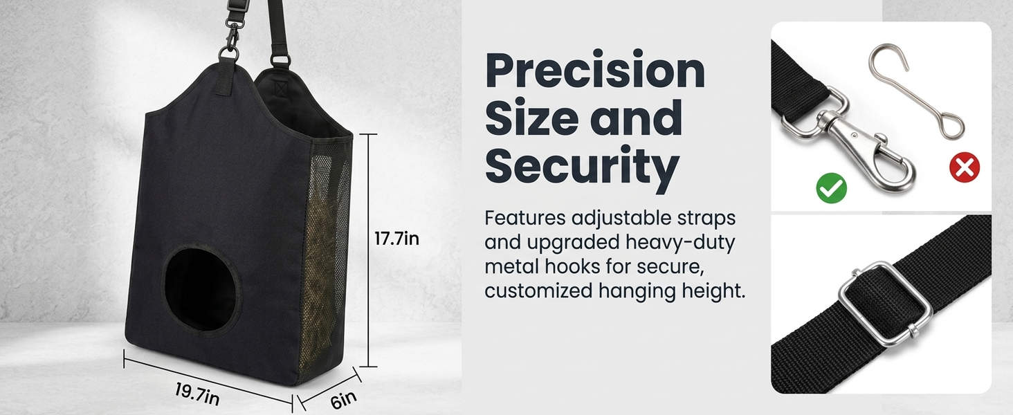 Qpets Slow Feed Hay Bag Hanging Feeder with Adjustable Strap and 600D Oxford Fabric