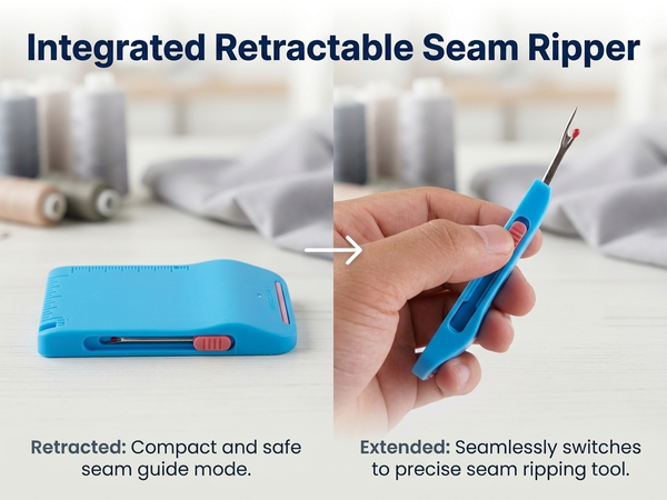 HASTHIP Magnetic Sewing Machine Seam Guide with Dual Scale and Retractable Seam Ripper