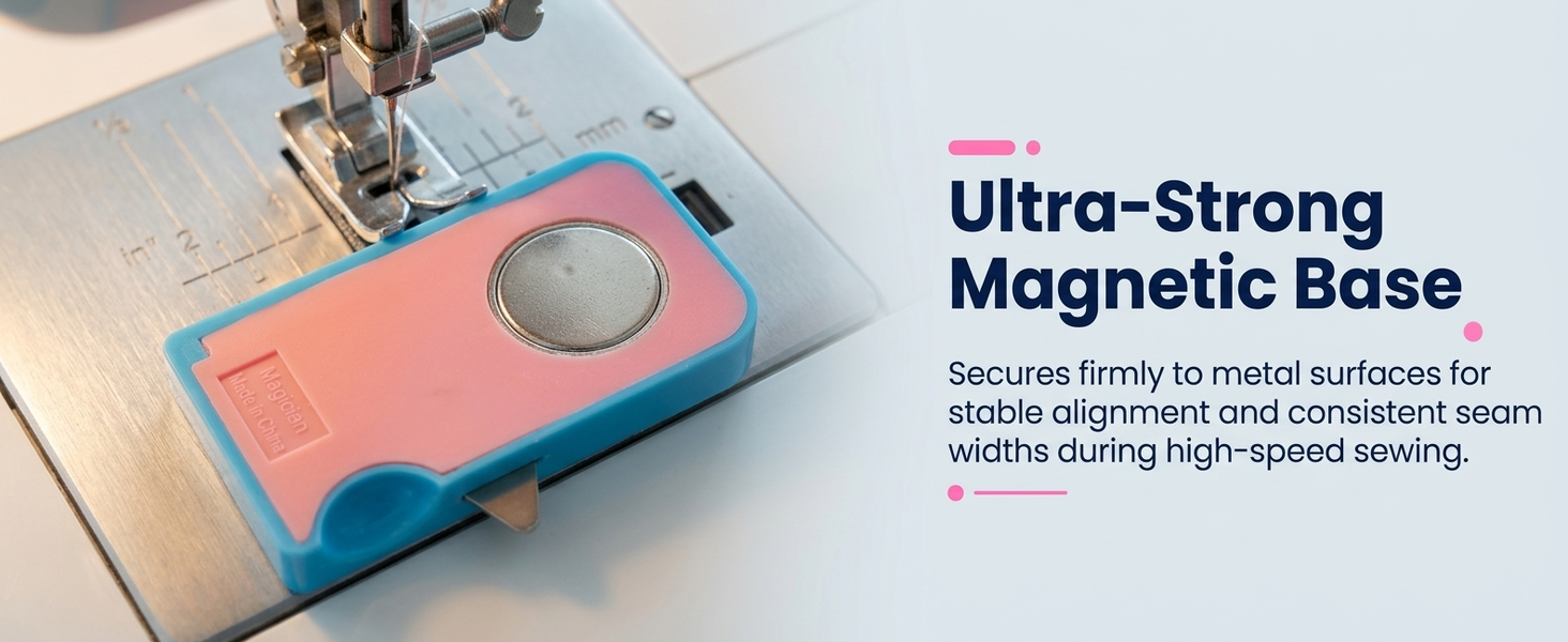 HASTHIP Magnetic Sewing Machine Seam Guide with Dual Scale and Retractable Seam Ripper
