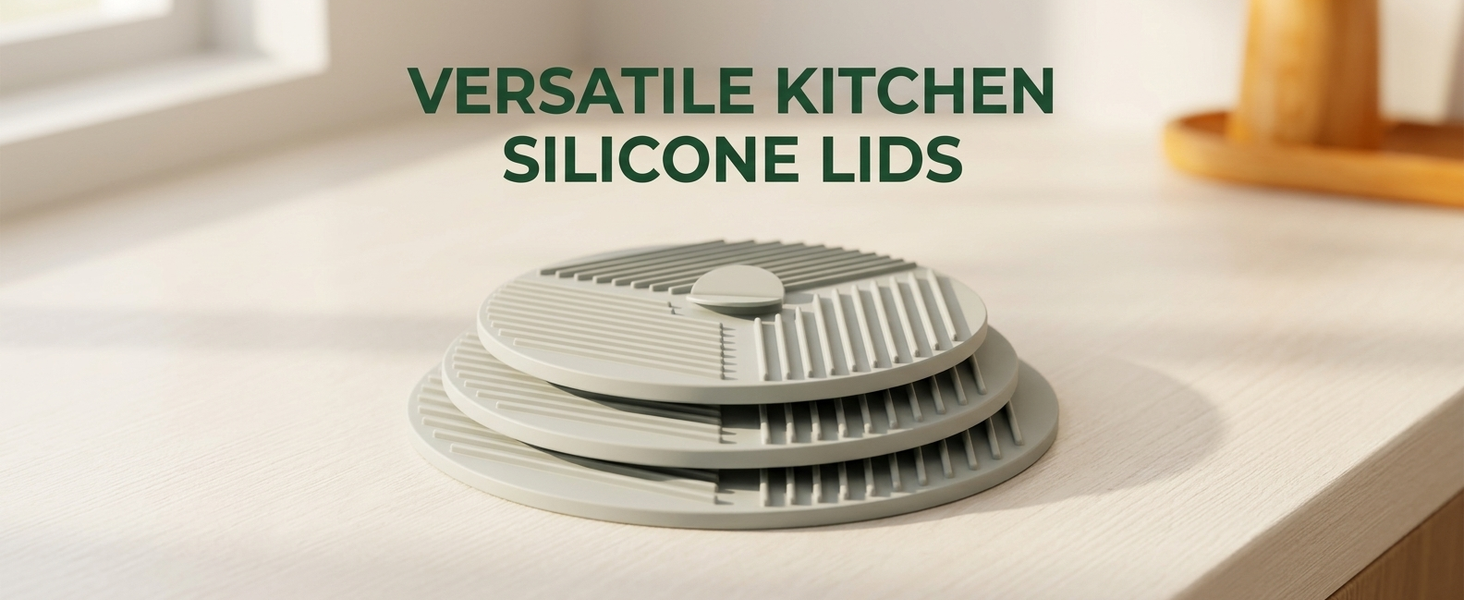 HASTHIP Silicone Lids for Bowls, Three Sizes, Microwave Splatter Covers and Heat-Resistant Mats