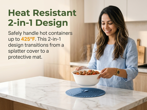 HASTHIP Silicone Lids for Bowls, Three Sizes, Microwave Splatter Covers and Heat-Resistant Mats