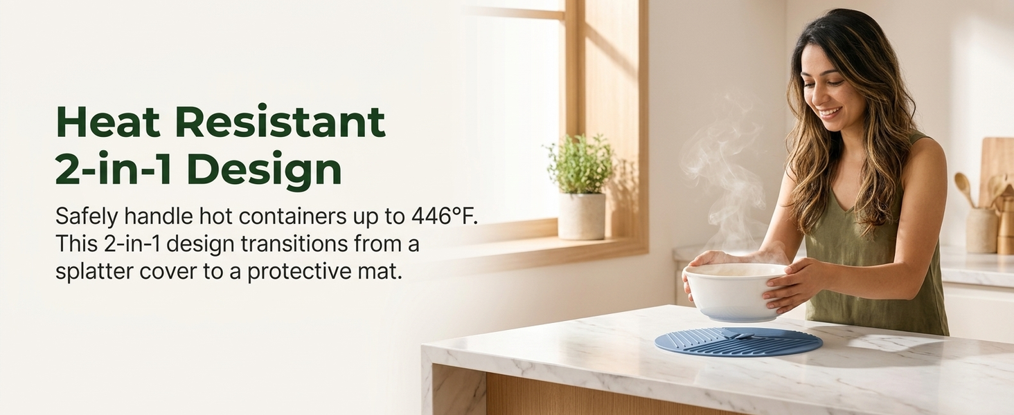 HASTHIP Silicone Lids for Bowls, Three Sizes, Microwave Splatter Covers and Heat-Resistant Mats