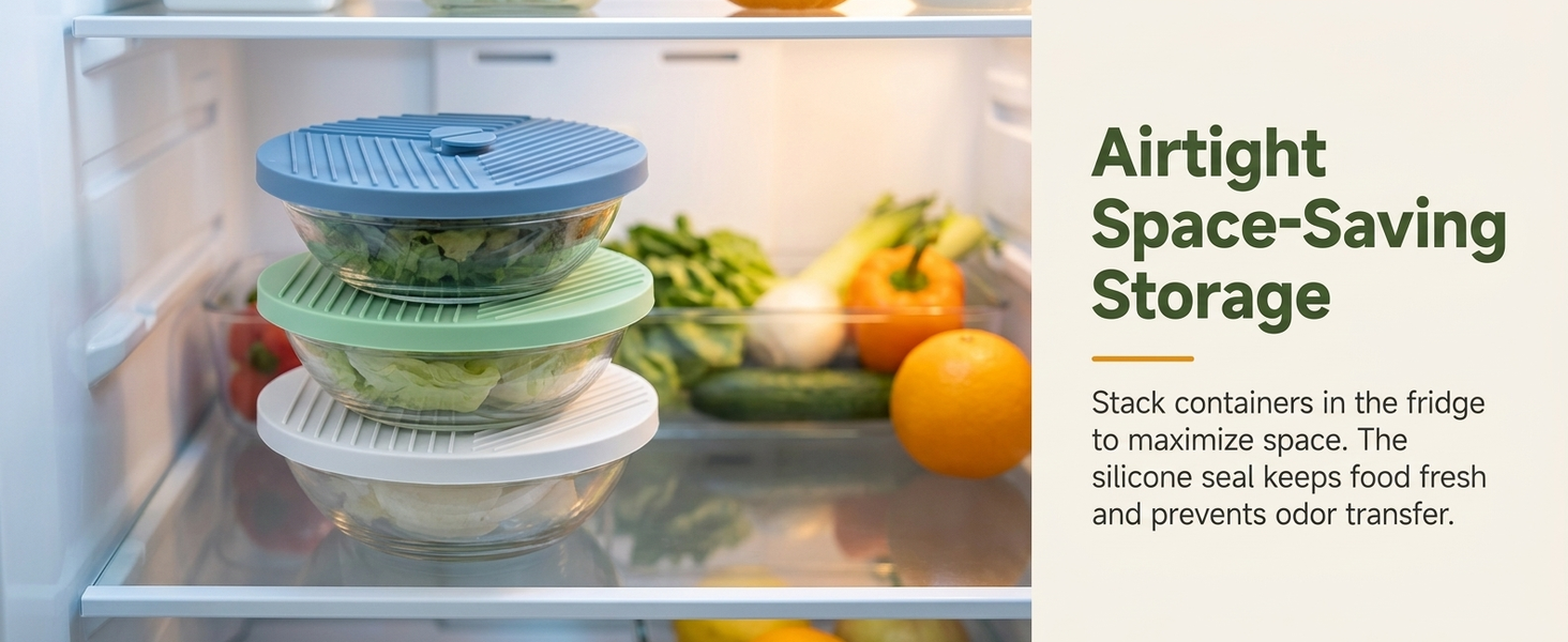 HASTHIP Silicone Lids for Bowls, Three Sizes, Microwave Splatter Covers and Heat-Resistant Mats