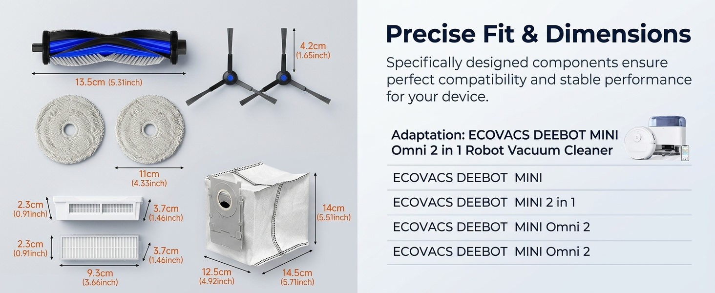 HASTHIP 9-Piece Replacement Parts Kit for Ecovacs Deebot Mini Omni 2-in-1 Robot Vacuum
