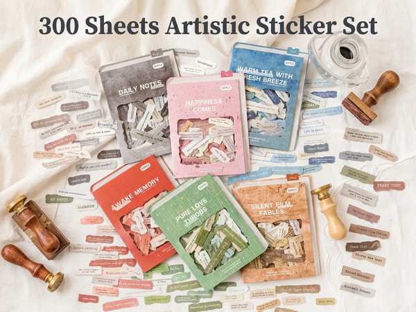 HASTHIP Broken Heart Paper Sticker Set, 300 Sheets in 6 Styles for Journals and Crafts