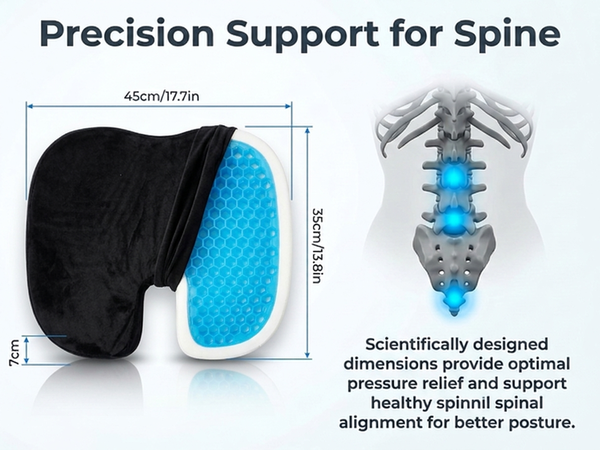HASTHIP Cool Gel and Memory Foam Coccyx Cushion with U-Shaped Design and Non-Slip Base