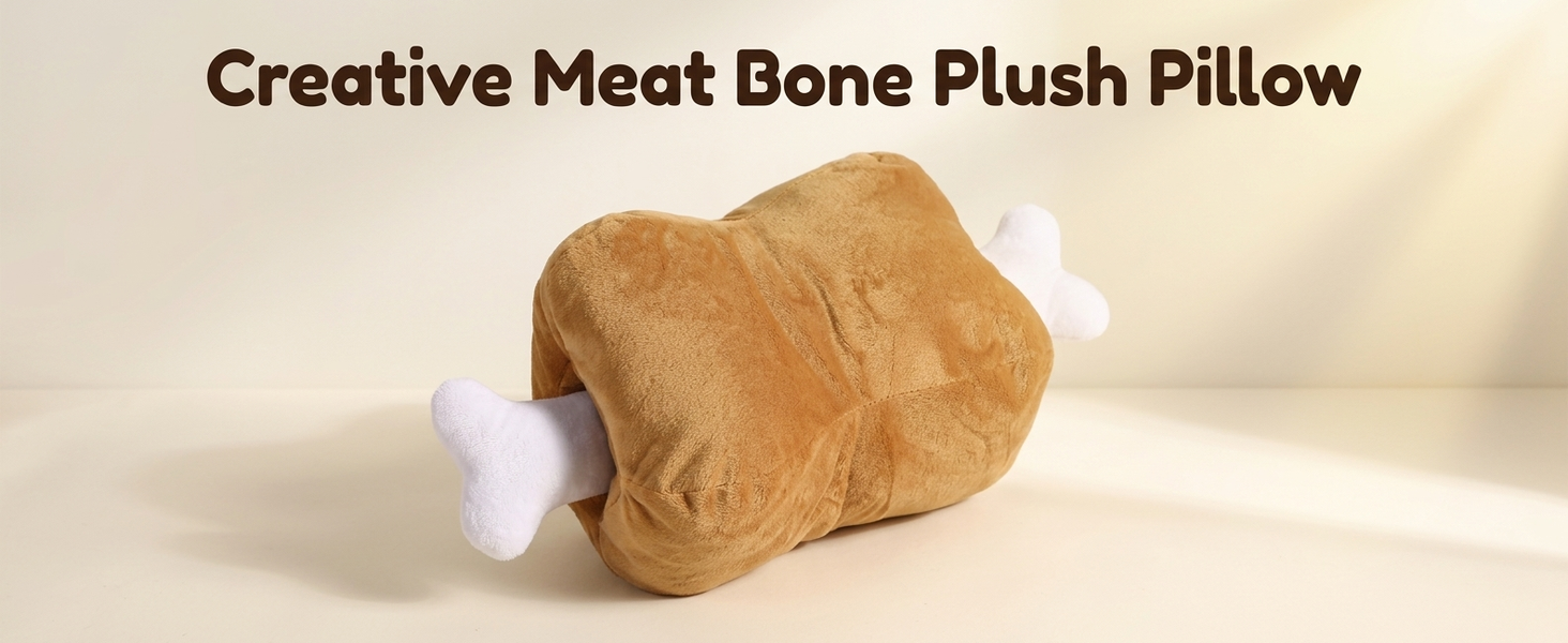 HASTHIP 42CM Meat Bone Plush Pillow with Soft Cotton Filling for Naps and Home Décor