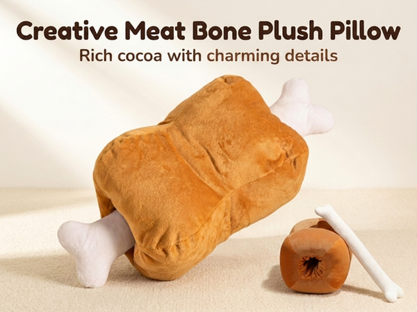 HASTHIP 42CM Meat Bone Plush Pillow with Soft Cotton Filling for Naps and Home Décor