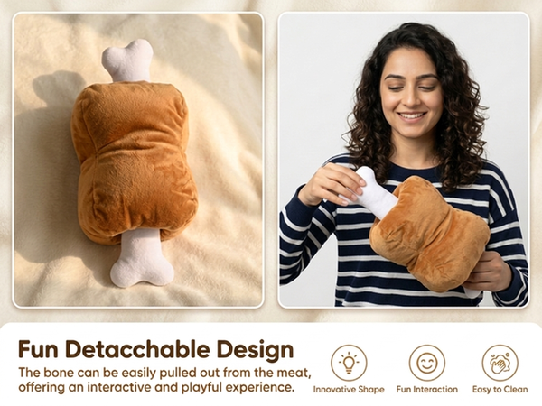 HASTHIP 42CM Meat Bone Plush Pillow with Soft Cotton Filling for Naps and Home Décor