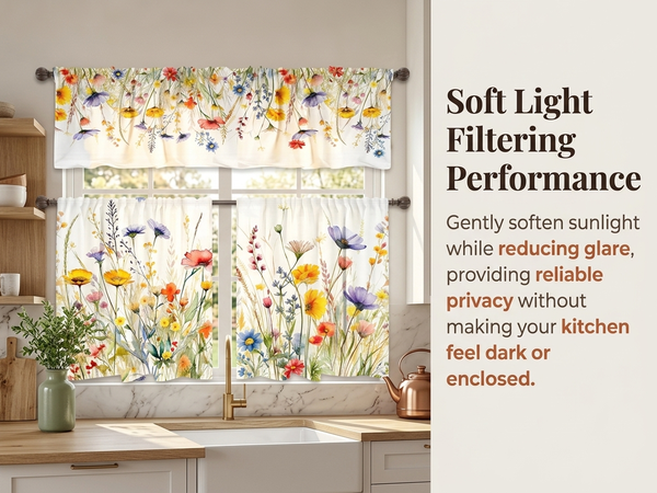HASTHIP 3PCS Spring Kitchen Curtains and Valances Set