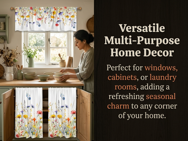 HASTHIP 3PCS Spring Kitchen Curtains and Valances Set