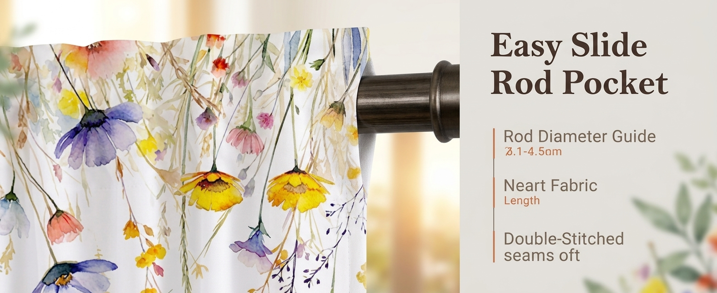 HASTHIP 3PCS Spring Kitchen Curtains and Valances Set