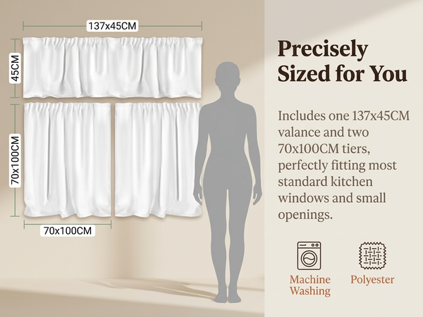HASTHIP 3PCS Spring Kitchen Curtains and Valances Set