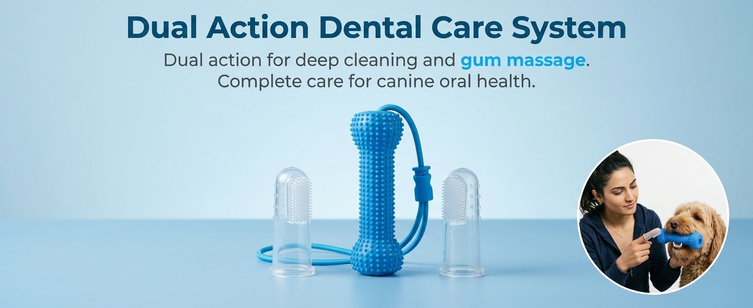 Qpets Dog Dental Chew Prop for Guided Brushing with Supportive TPR Construction for Everyday Oral Care