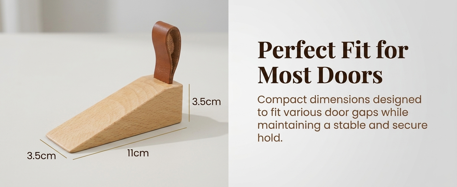 HASTHIP Adjustable Wood Door Stopper with Solid Beech Wood and Non-Slip Silicone Base