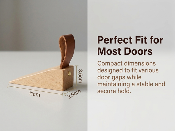 HASTHIP Adjustable Wood Door Stopper with Solid Beech Wood and Non-Slip Silicone Base