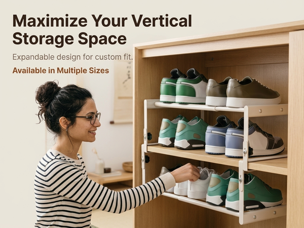 HASTHIP Adjustable Under-Cabinet Shoe Rack in Carbon Steel for Space-Saving Shoe Storage