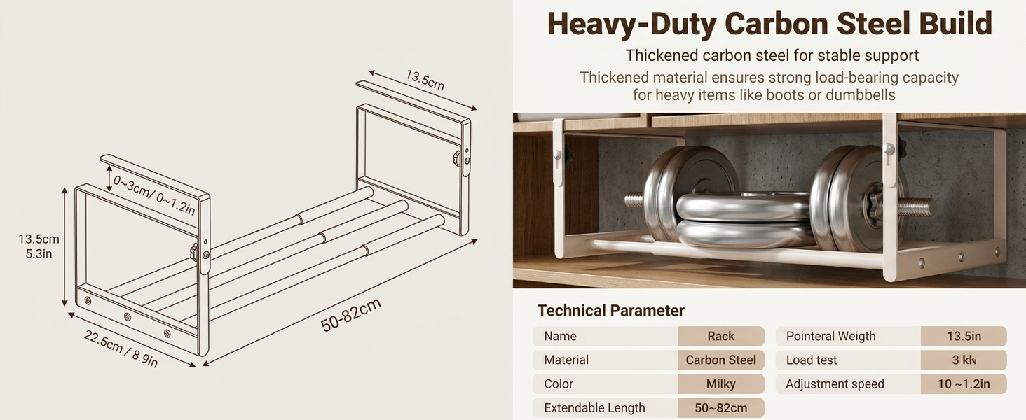 HASTHIP Adjustable Under-Cabinet Shoe Rack in Carbon Steel for Space-Saving Shoe Storage