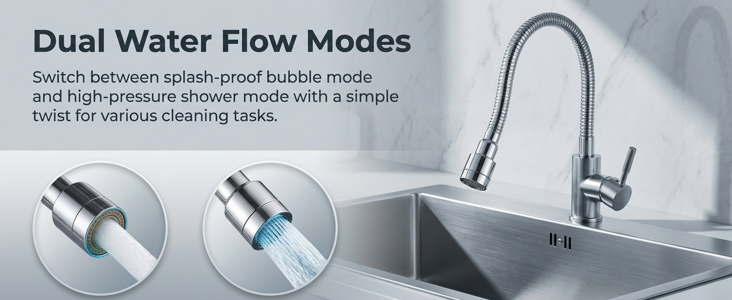 HASTHIP Flexible Faucet Extender with 360 Rotation, Two Water Modes and Bendable Positioning
