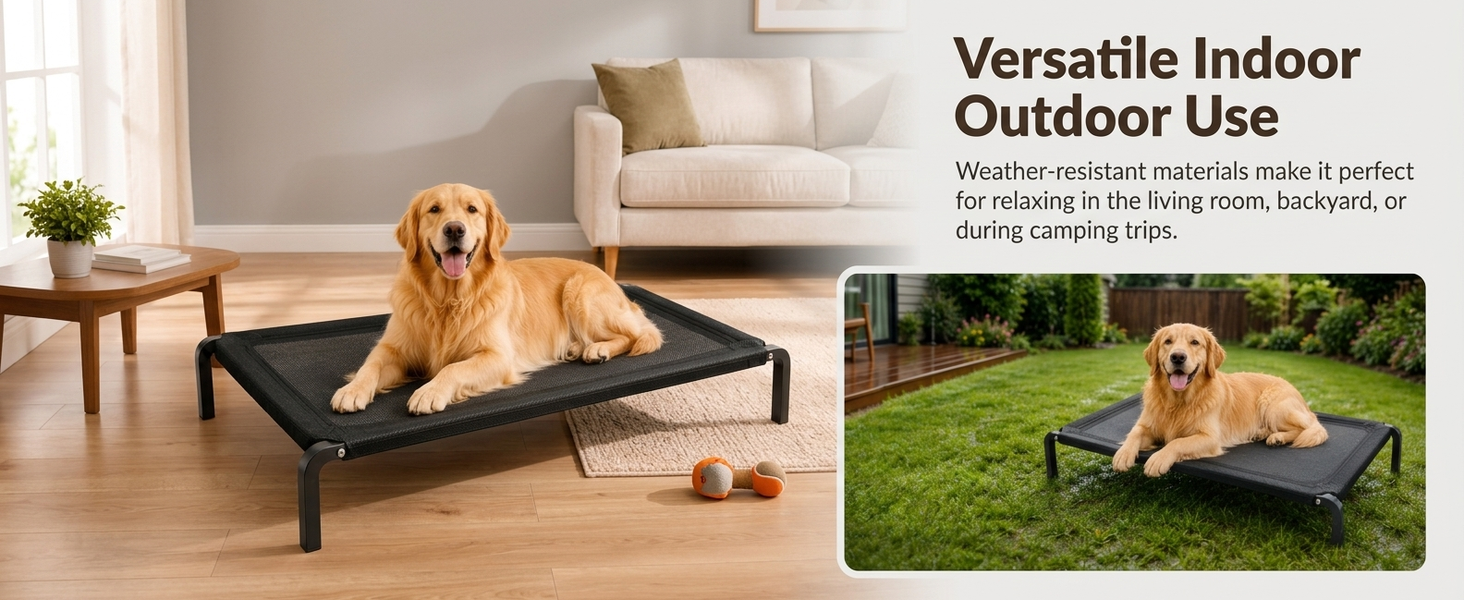 Qpets Elevated Dog Bed for Large Dogs and Cats, Breathable Mesh